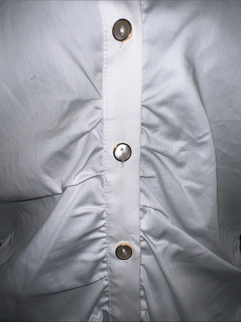 Cache White Button-Front Women’s Shirt with Front Ruching - Picture 4 of 7